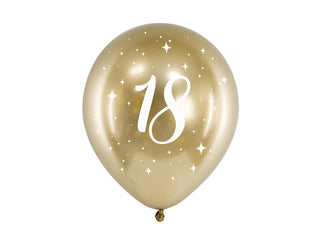18 guld chromé latexballonger 6-pack