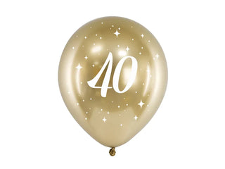 40 guld chromé latexballonger 6-pack