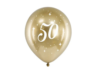 50 guld chromé latexballonger 6-pack
