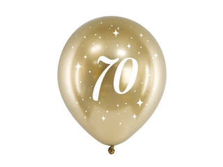 70 guld chromé latexballonger 6-pack