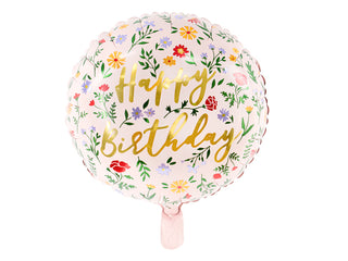Happy Birthday Flowers Helium Balloon 18"