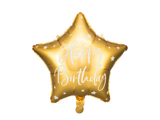 Happy Birthday Star Helium Balloon Gold 40cm
