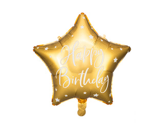 Happy Birthday Stjärna Heliumballong Guld 40cm