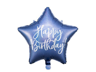 Happy Birthday Stjärna Heliumballong  Blå 15,5"