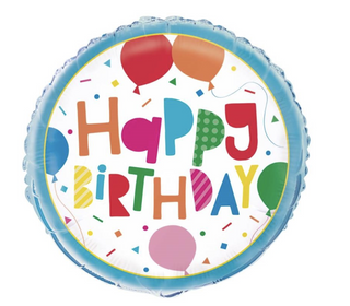 Happy Birthday Färgglad Heliumballong 18"
