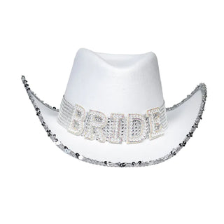 Vit Cowboyhatt med text "BRIDE"