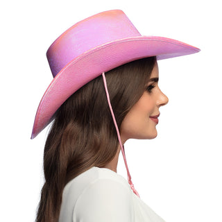 Cowboyhatt med skimmer rosa