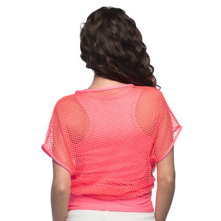 Neon Rosa 80-tals Nät T-shirt