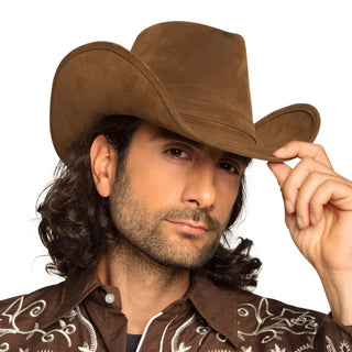 Cowboyhatt Wyoming, brun (läderimitation)