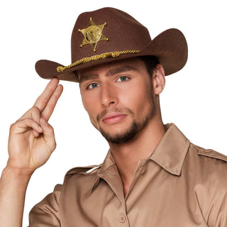 Cowboy hatt Brun med Sheriff
