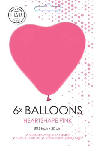 Latex balloons Hearts Pink 6-pack