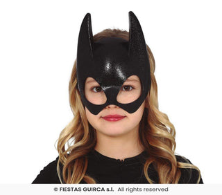 Halv fladdermusmask för barn, svart, PVC