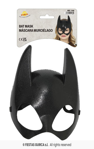 Halv fladdermusmask för barn, svart, PVC