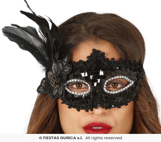 Eye Mask Black Flower &amp; Feather