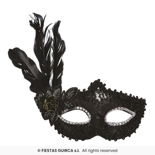 Eye Mask Black Flower &amp; Feather