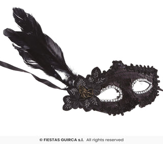 Eye Mask Black Flower &amp; Feather