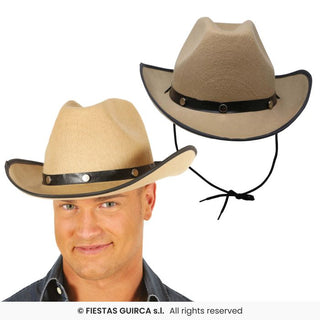 Ljusbrun Cowboyhatt i Filt – Vilda Västern Maskeradtillbehör Vuxen