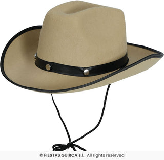 Ljusbrun Cowboyhatt i Filt – Vilda Västern Maskeradtillbehör Vuxen
