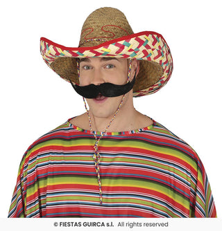 Mexicansk stråhatt 50 cm, dekorerad
