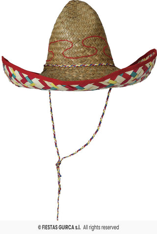 Mexicansk stråhatt 50 cm, dekorerad