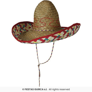 Mexicansk stråhatt 50 cm, dekorerad