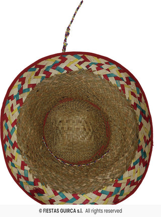 Mexicansk stråhatt 50 cm, dekorerad