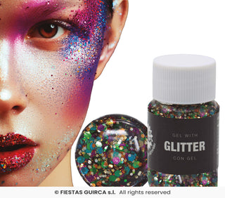 Flerfärgad Glittergel i Burk 20 g – Festsmink & Maskeradsmink