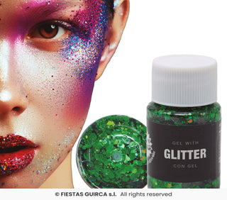 Mörkgrön Glittergel 20 g – Festsmink & Maskeradsmink