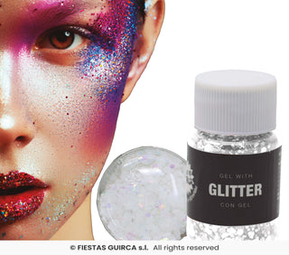 Vit Glittergel 20 g – Festsmink & Maskeradsmink