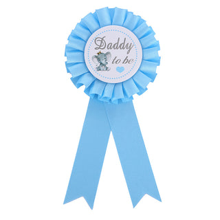 Daddy to be badge with elephant light blue