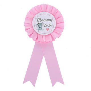 Mommy to be badge with elephant light pink