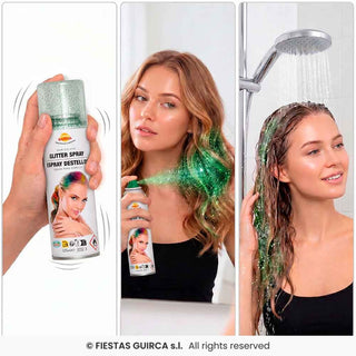 Glittrande Grön Hårspray 125 ml – Festtillbehör & Maskeradtillbehör