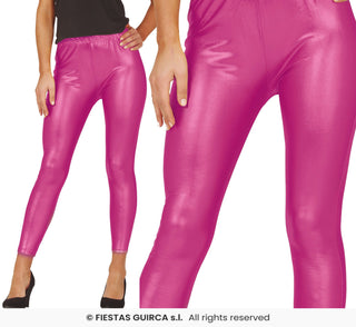 Metalliska Fuchsia Leggings – Maskeradkläder & Festkläder One Size