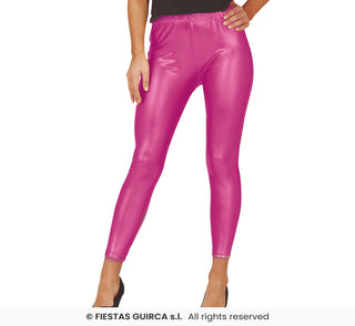 Metalliska Fuchsia Leggings – Maskeradkläder & Festkläder One Size
