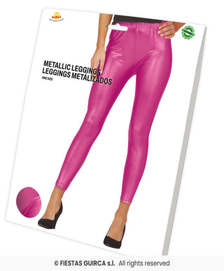 Metalliska Fuchsia Leggings – Maskeradkläder & Festkläder One Size
