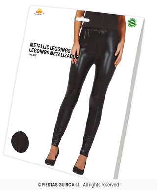 Svarta Metalliska Leggings – Maskeradkläder & Festkläder Vuxen