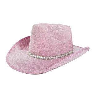 Rosa Glittrig Cowboy Hatt