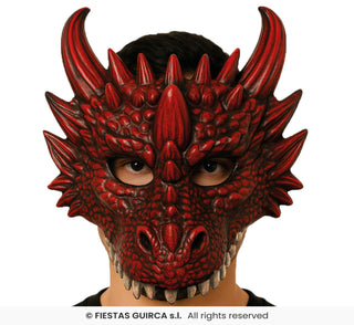 Halv drakmask, skumgummi, röd