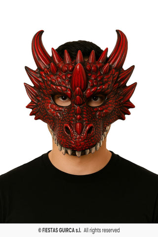Halv drakmask, skumgummi, röd