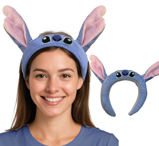 Stitch-inspirerat diadem: Blått med rosa öron