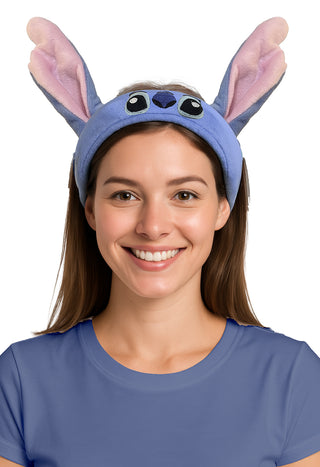 Stitch-inspirerat diadem: Blått med rosa öron