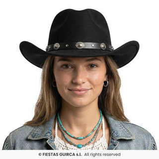 Cowboyhatt i filt, svart