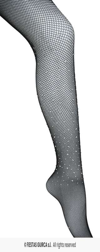 Fishnet-strumpbyxor med glittersten, svart, vuxen