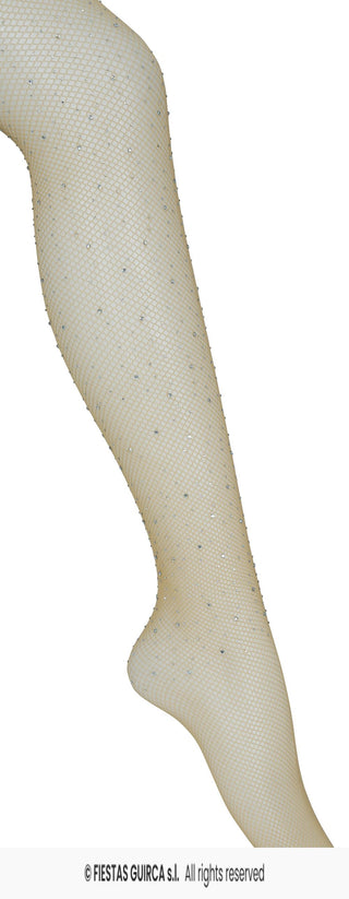 Fishnet-strumpbyxor med glittersten, nude, vuxen
