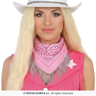 Scarf med fransar, rosa