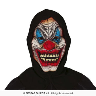 Clownmask med huva, svart, vinyl