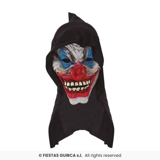 Clownmask med huva, svart, vinyl