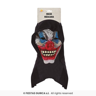 Clownmask med huva, svart, vinyl
