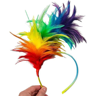 party diadem rainbow feathers 1 pack