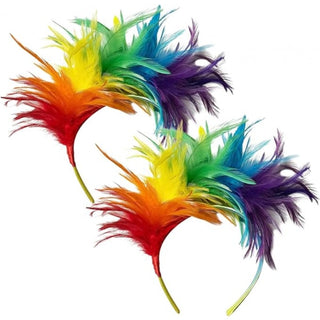 party diadem rainbow feathers 1 pack